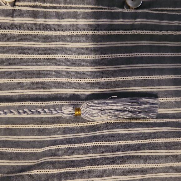 J. Jill Blue Striped Button-Up Peasant Top - Picture 4 of 9